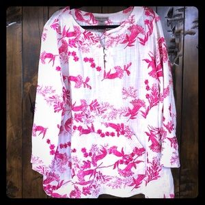 Pink & white Tunic, Bell Sleeve Worn Once.